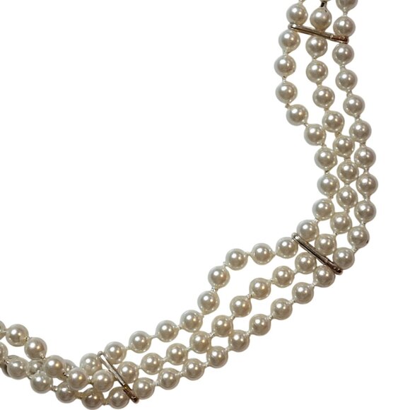 Vintage Faux Pearl Costume Jewelry Layer Necklace 30" - Picture 3 of 6